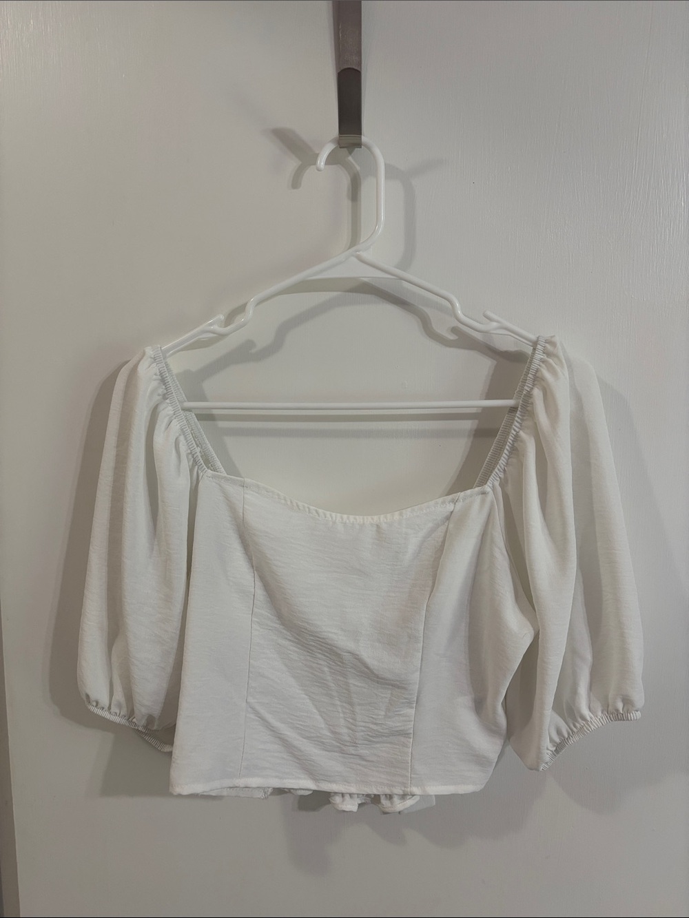 Altar’d State Women's White Puff-Sleeve Square Neck Top